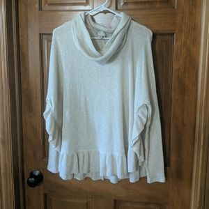 Anthropologie gold spec ruffle poncho